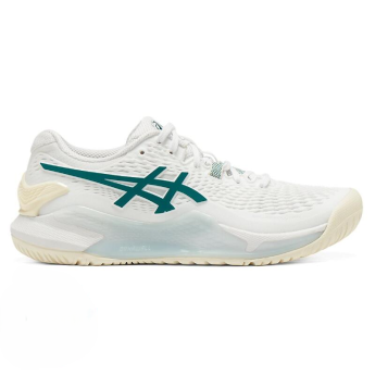 Asics GEL-RESOLUTION 9 女網球鞋 溫網配色 (白/綠)